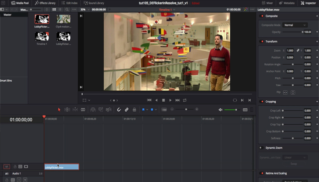 davinci resolve effects cropping output